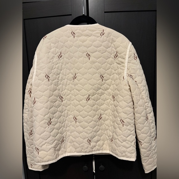 Vero Moda tie front quilted short jacket in cream, size L - Picture 3 of 6